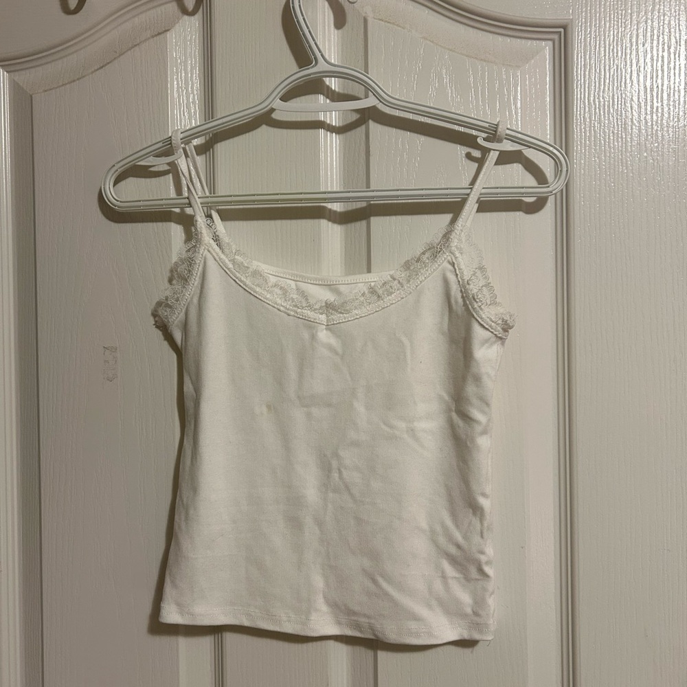 White Lace Trim Cami Top